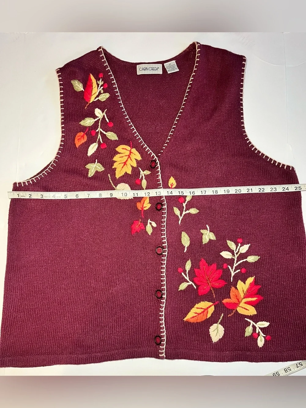 Vintage Cabin Creek Autumn CottageCore Sweater Knit Vest~Embroidered~GrandmaCore - Picture 6 of 8